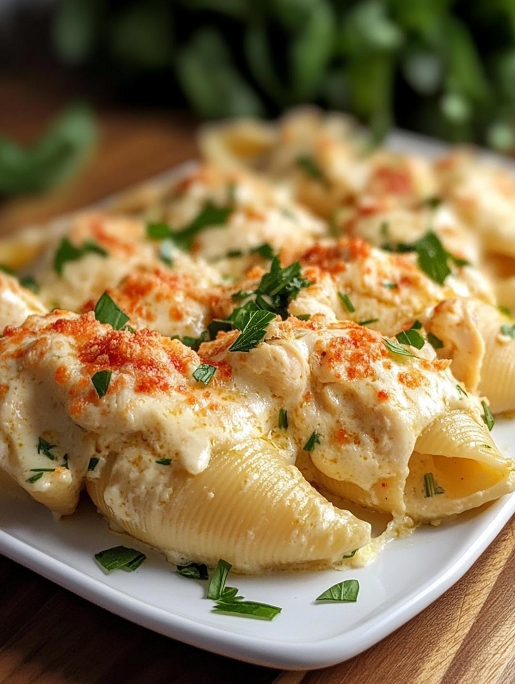garlic butter chicken alfredo stuffed shells