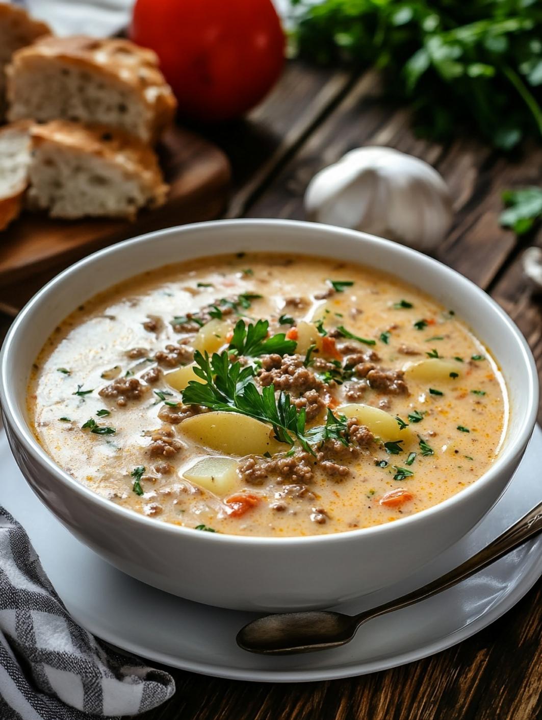 Creamy and Easy Hamburger Potato Soup Recipe