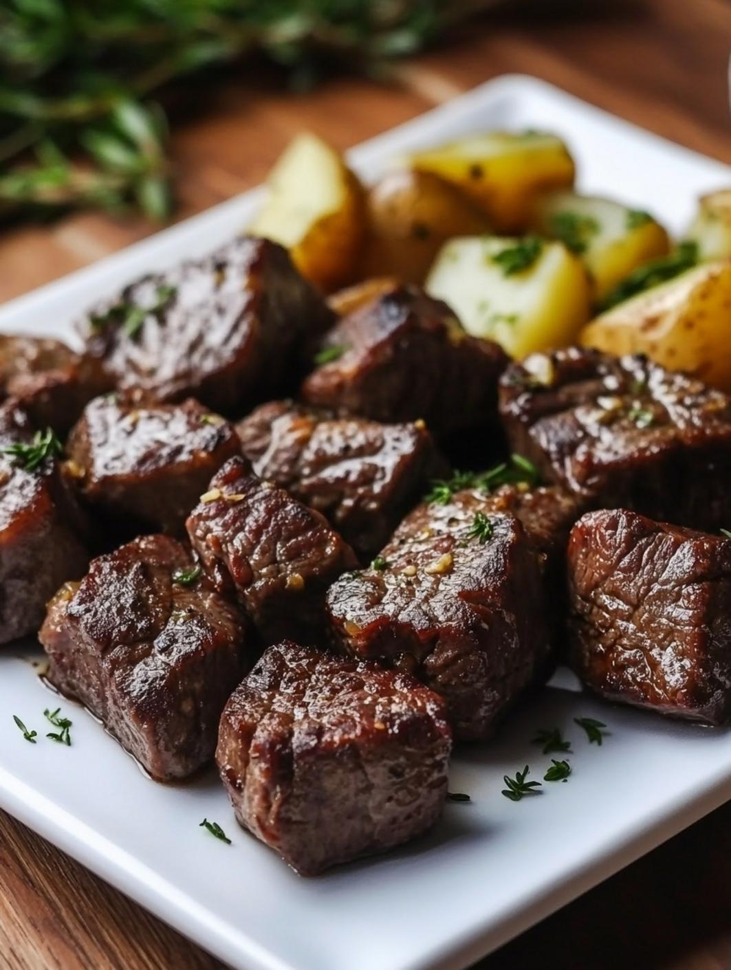 Garlic Butter Steak Bites and Potatoes Recipe 20 minute Dinner
