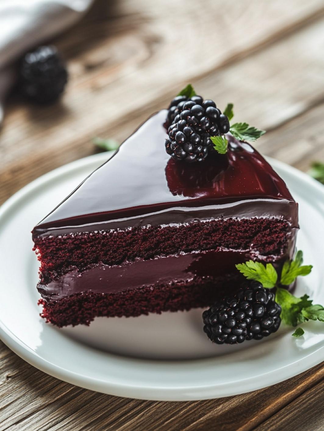 Decadent Blackberry Velvet Gothic Cake with Dark Chocolate Ganache
