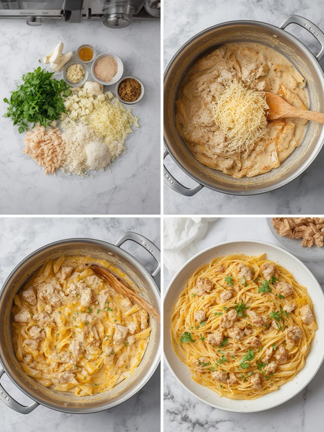 Creamy Garlic Parmesan Chicken Pasta steps