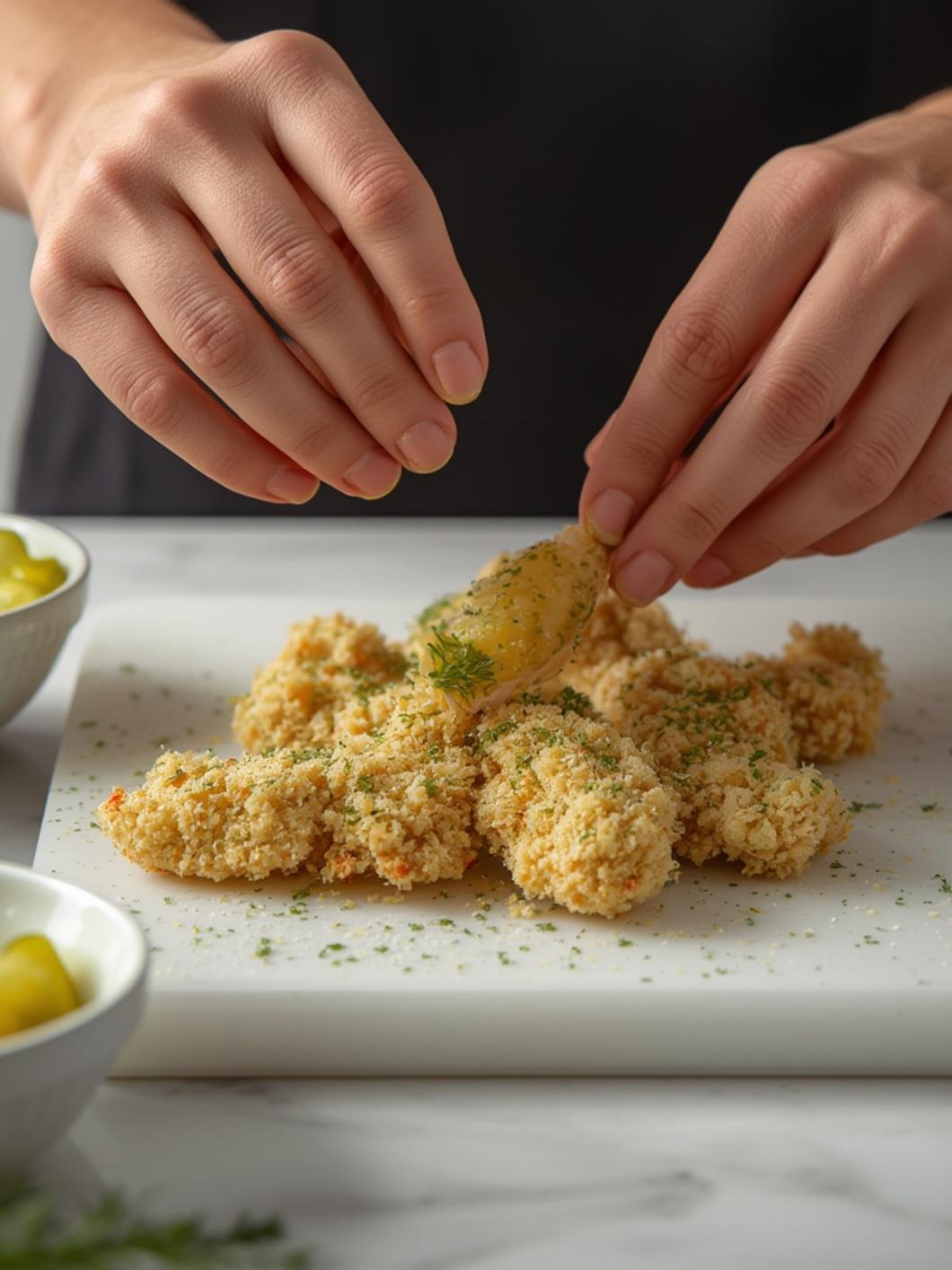 cooking Crunchy Parmesan Chicken with Tangy Dill Pickle Flavor for a Delicious Twist