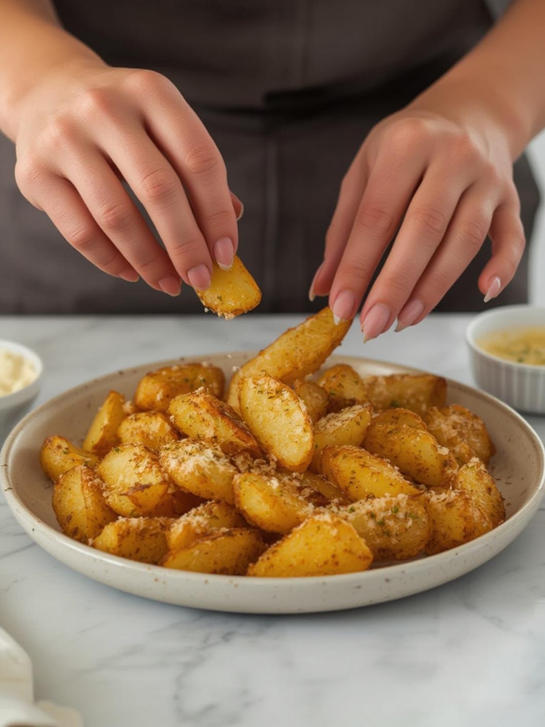 Garlic Parmesan Potato Wedges: Easy Baked Comfort Food Side Dish process