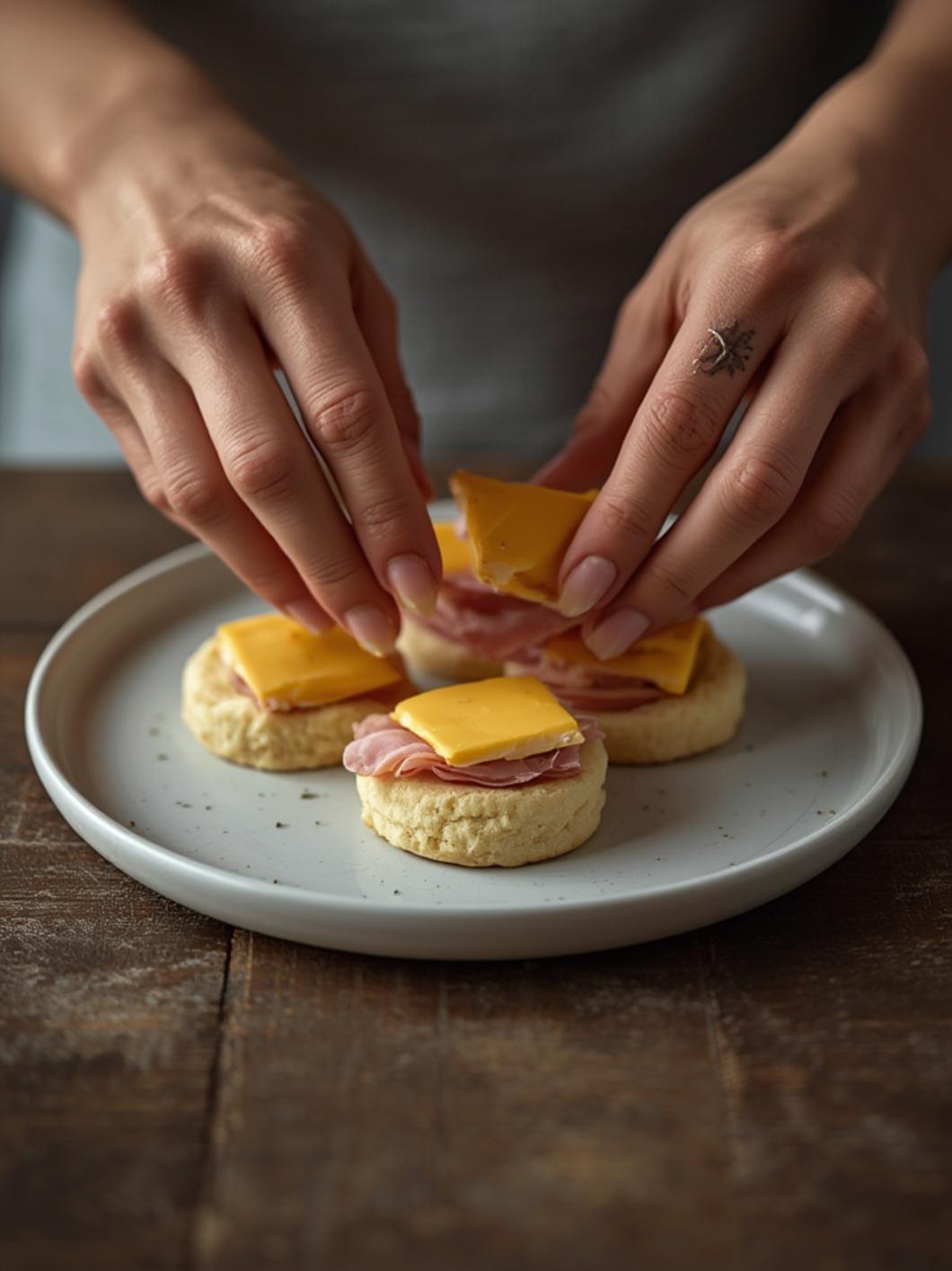 cooking Ham and Cheese Butter Swim Biscuits Recipe