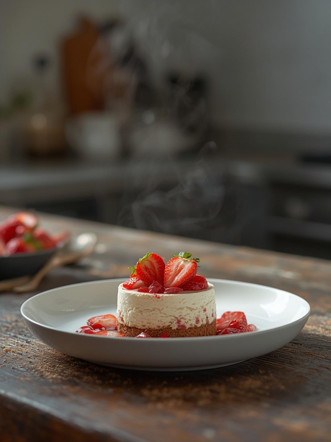 Healthy No-Bake Strawberry Cheesecake Protein