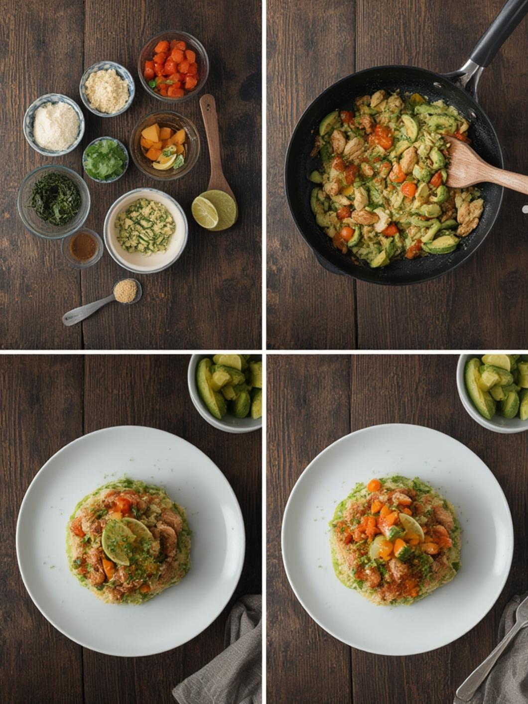 Honey Lime Chicken & Avocado Rice Stack steps