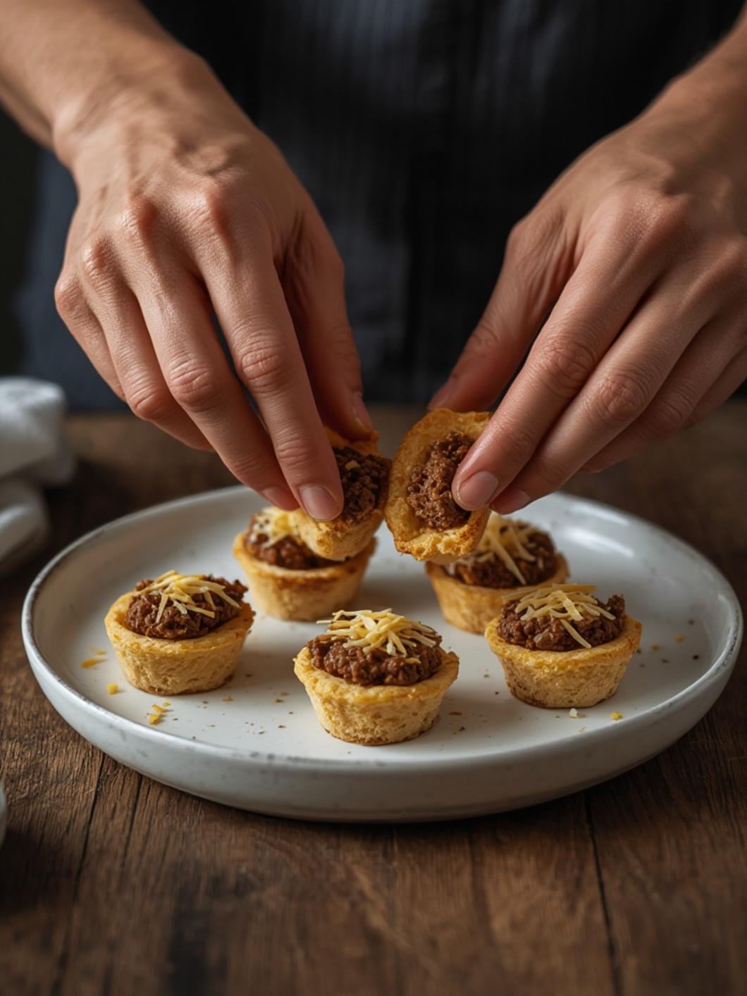 cooking Mini Taco Cupcakes with Zesty Ground Beef and Cheese