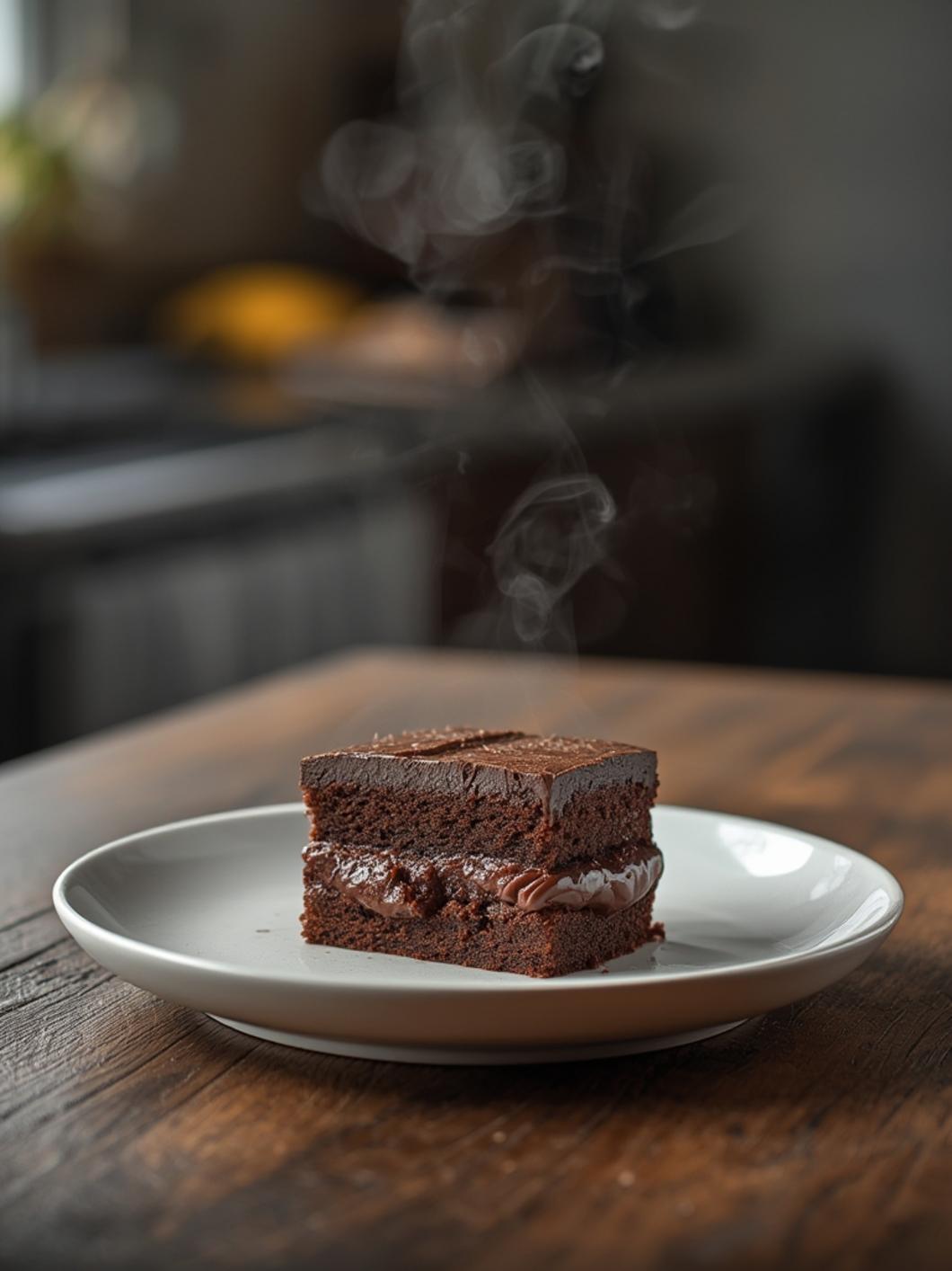 Moist and fudgy two layer chocolate cake