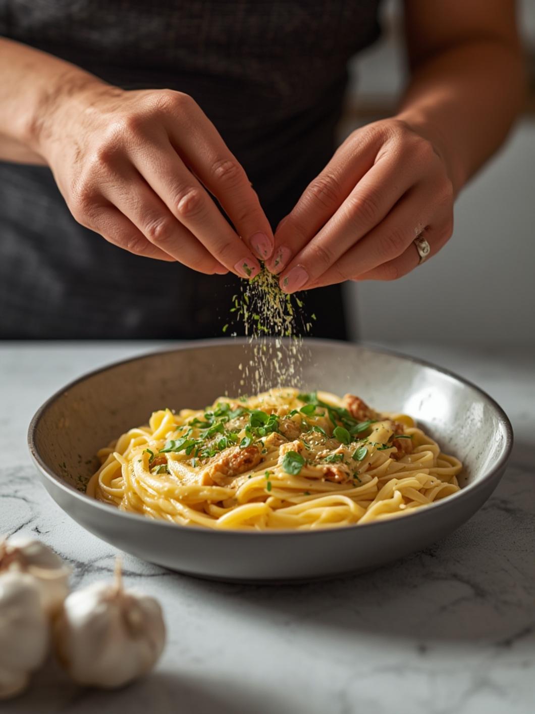 One Pot Creamy Garlic Pasta process