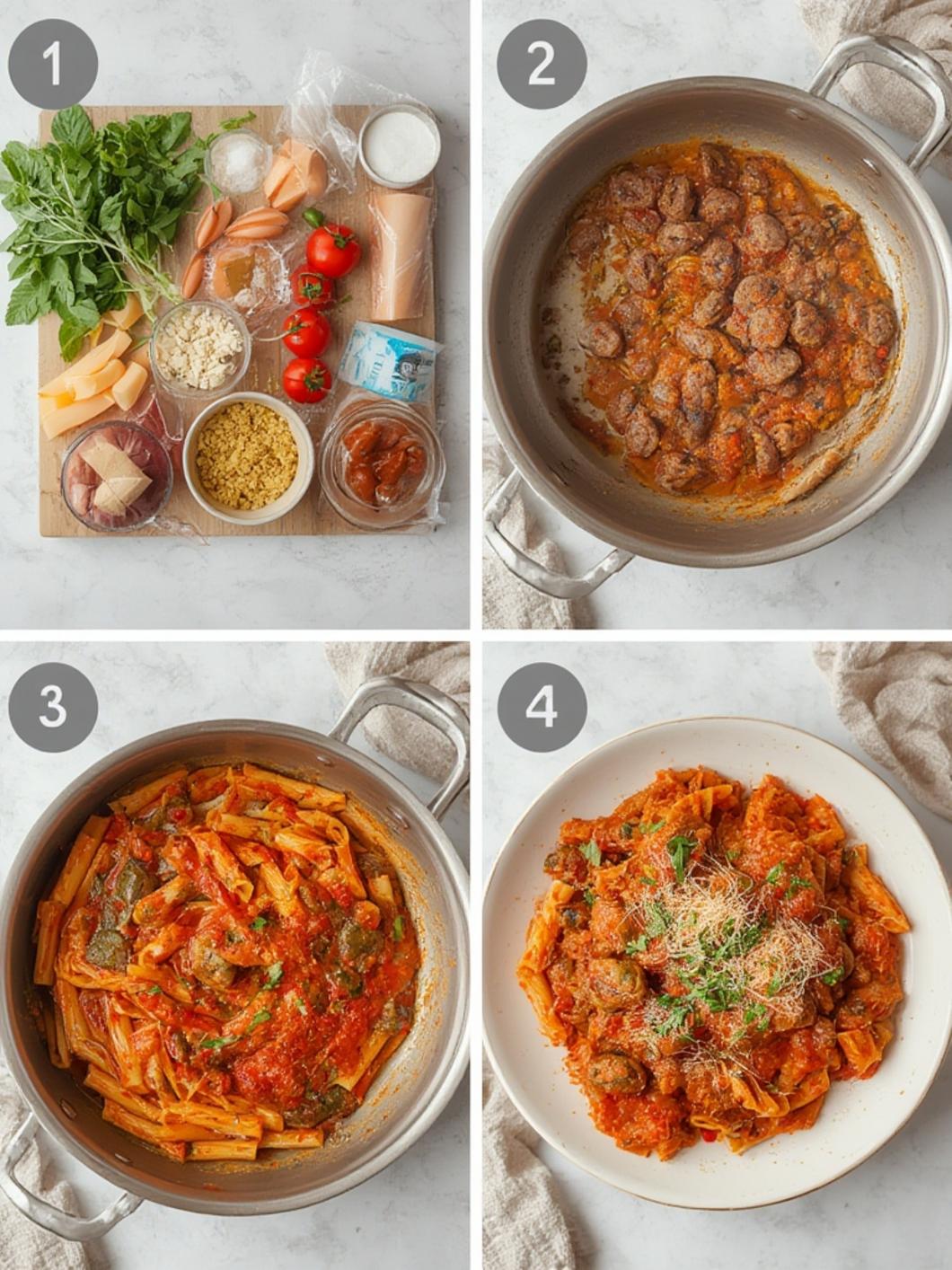 Spicy Italian Sausage Pasta steps