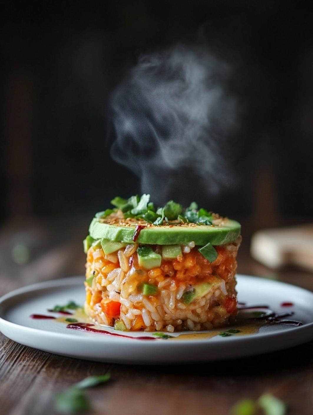 Honey Lime Chicken & Avocado Rice Stack