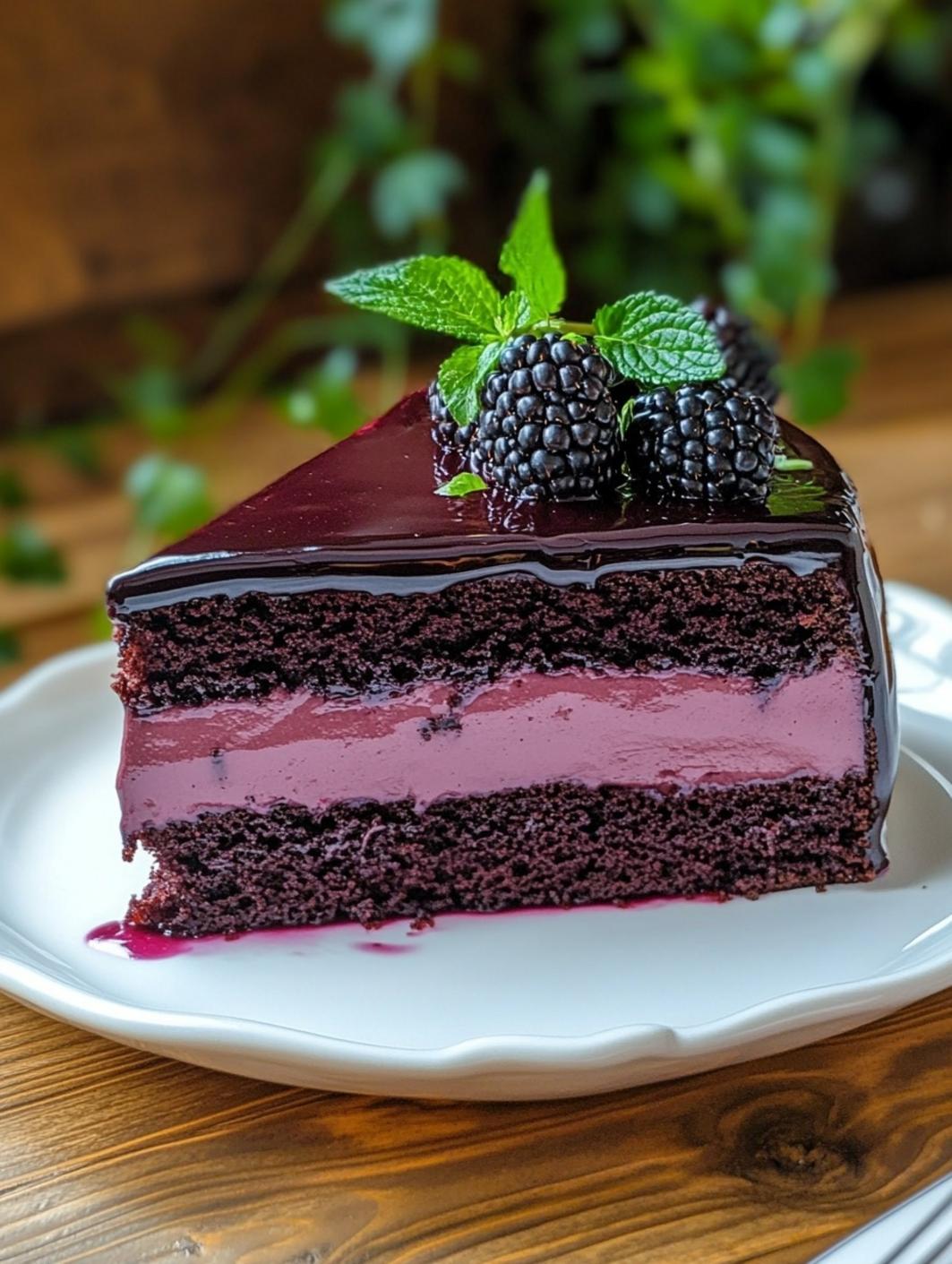 Decadent Blackberry Velvet Gothic Cake with Dark Chocolate Ganache