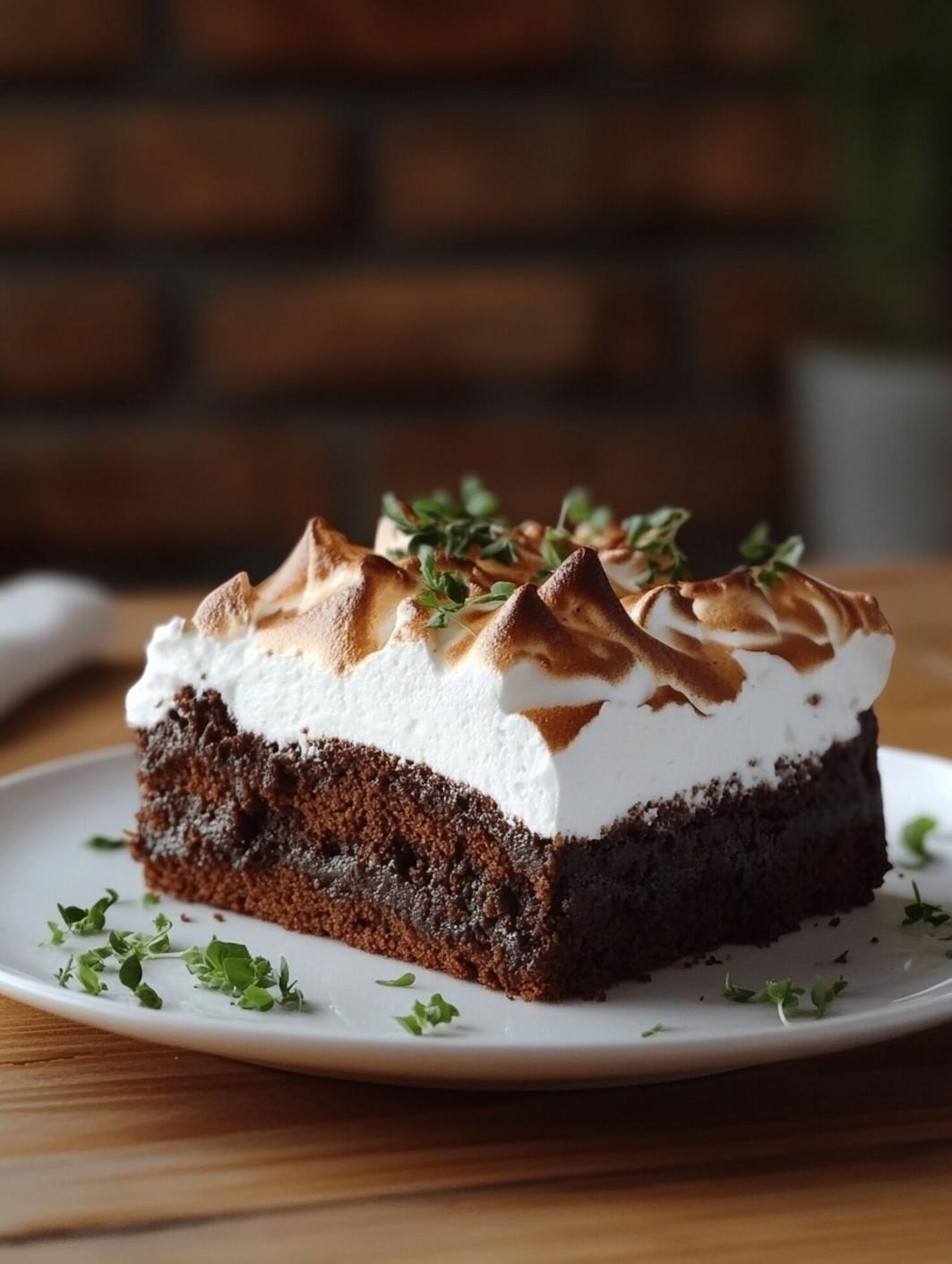 Chocolate Meringue Brownie Cake