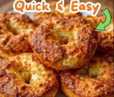 Delicious high protein cottage cheese bagels on a wooden board